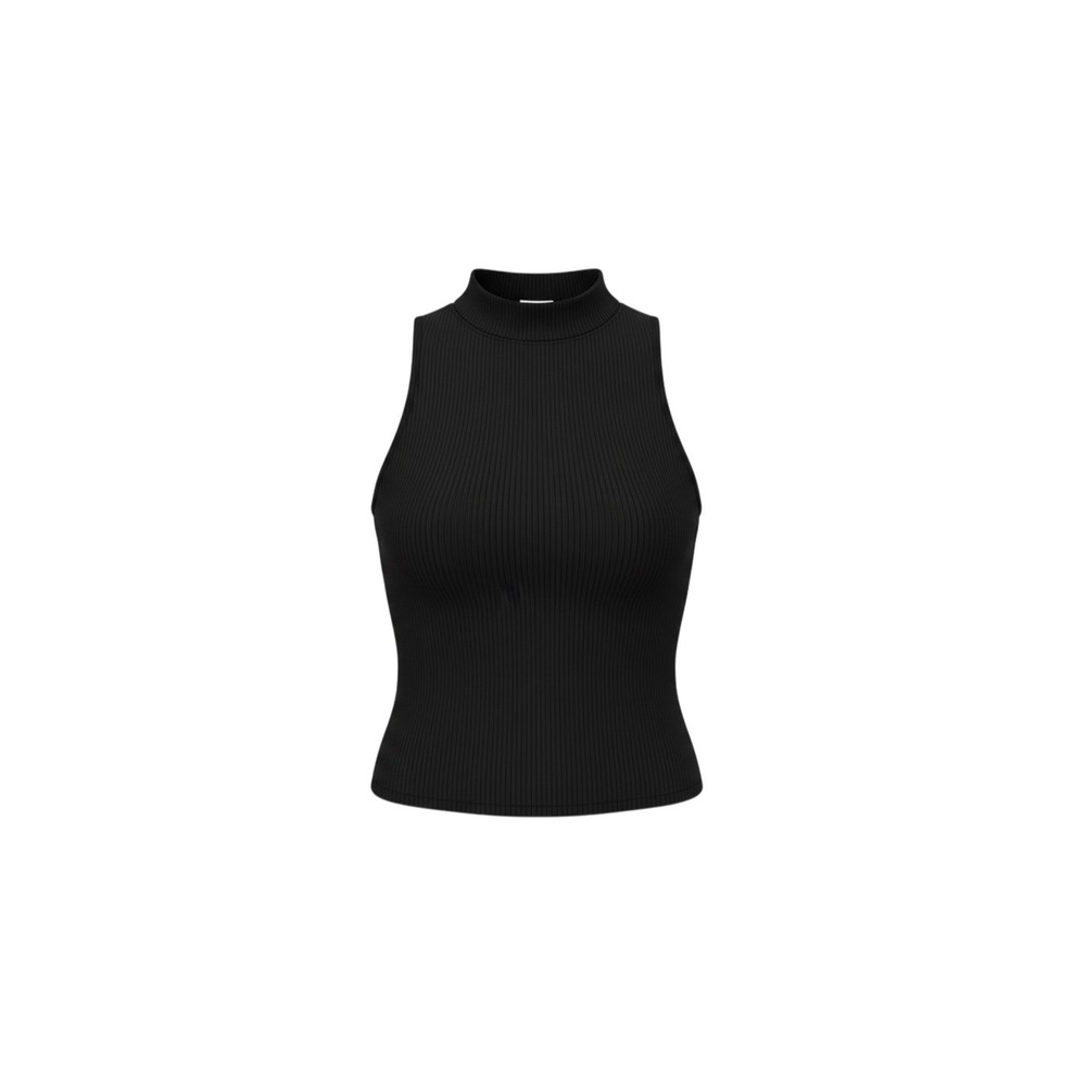 Bozzolo Ribbed Tank Top Womens Medium Black Mock Neck Sleeveless Stretch RT42342